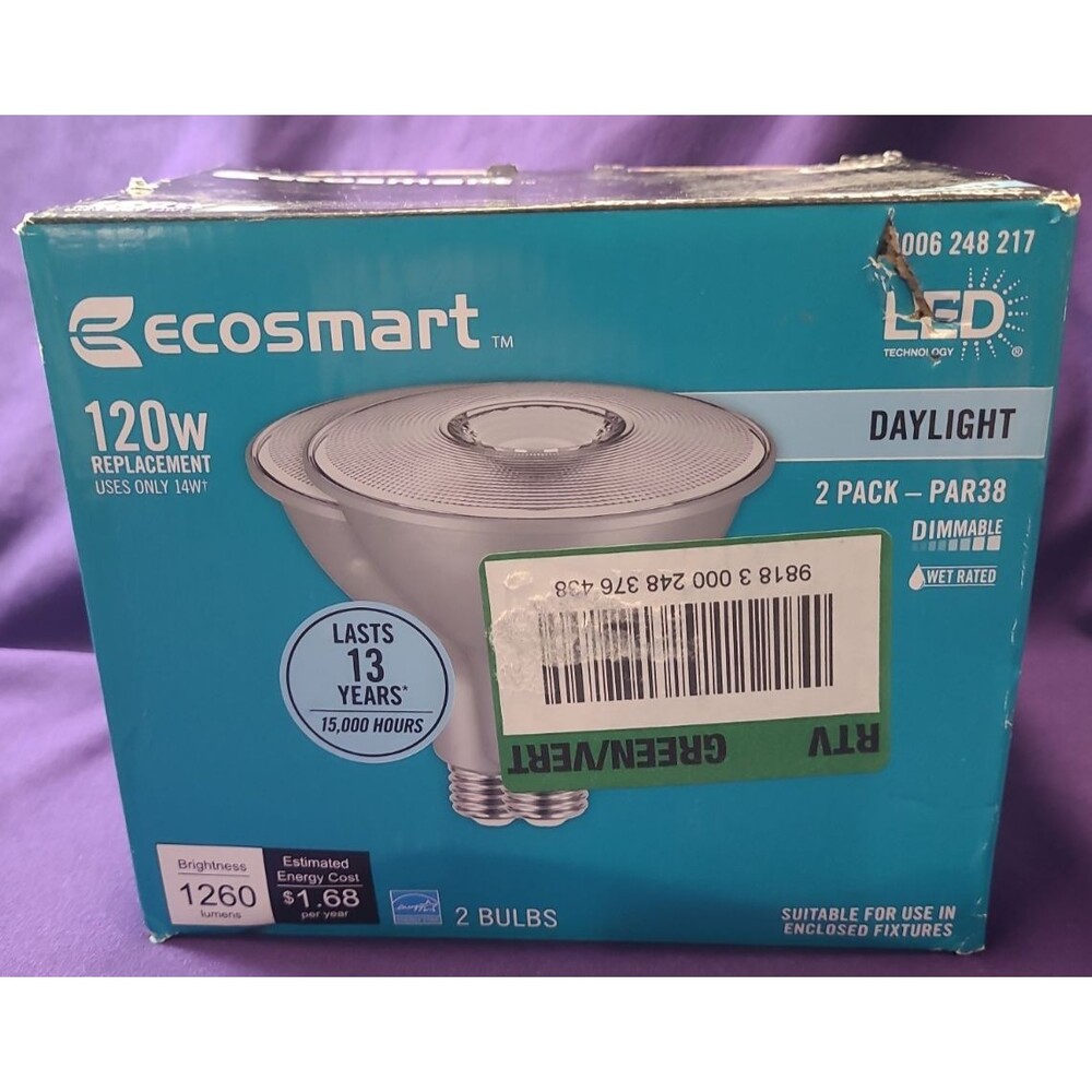EcoSmart 120-Watt Equivalent PAR38 Flood LED Spot Light Bulb Daylight (2-Pack)